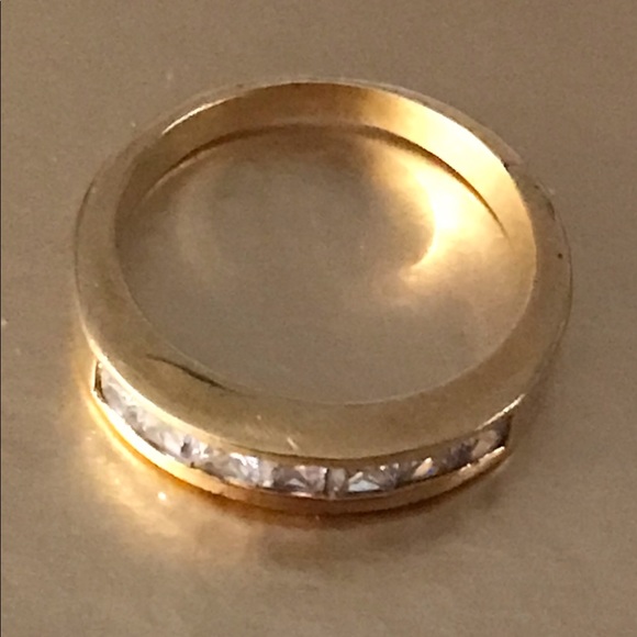 Gold CZ Band Stackable Ring 9 - Picture 2 of 9